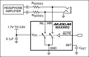 Figure 2. MAX9892 click-and-pop suppressor.