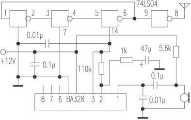 Wireless microphone circuit made by NAND circuit