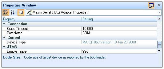 Figure 11. Properties window