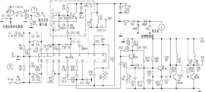 BA1404 stereo FM transmitter circuit (power amplifier, field strength circuit ...