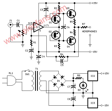 Headphone amplifier circuit (Headphone Ampli ...