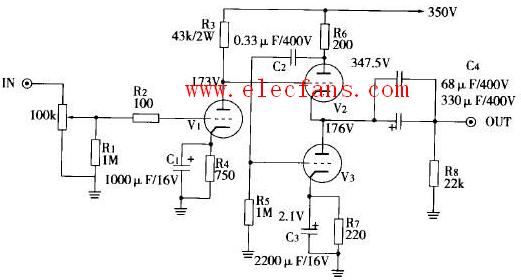 Tube headphone amplifier circuit