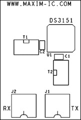 Figure 1-1. DS3151 Single-port, T3 / E3 LIU layoutâ€”silkscreen top layer.