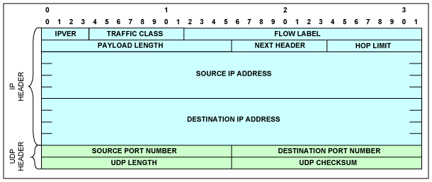 Figure 5. UDP / IPv6 header