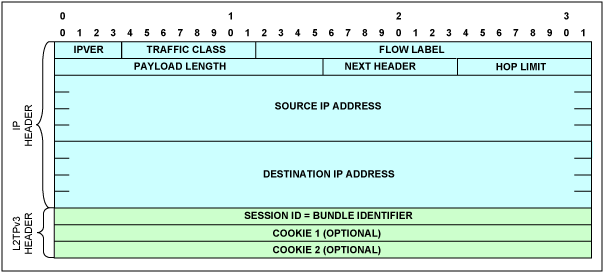 Figure 9. L2TPv3 / IPv6 header