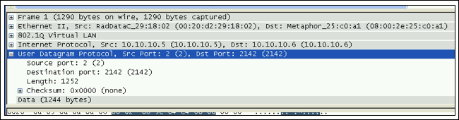 Figure 13. UDP source and destination port numbers