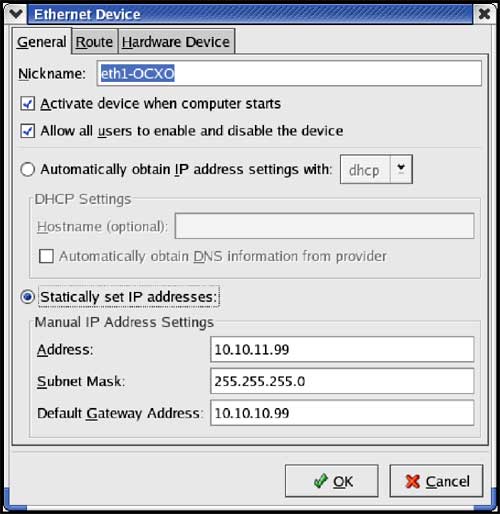 Figure 3. Configure eth1 NIC