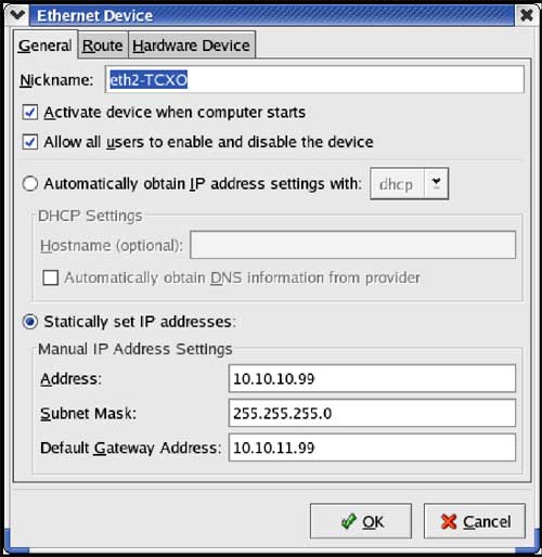 Figure 4. Configure eth2 NIC