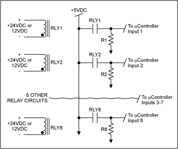 Figure 6. Minimal-component relay interface for a microcontroller.