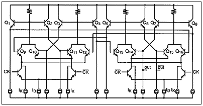 Figure 2. Schematic of first flip-flop in divide-by-eight chain.