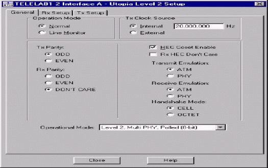 Figure 3. Adtech AX / 4000 software interface for setting UTOPIA II in universal mode.