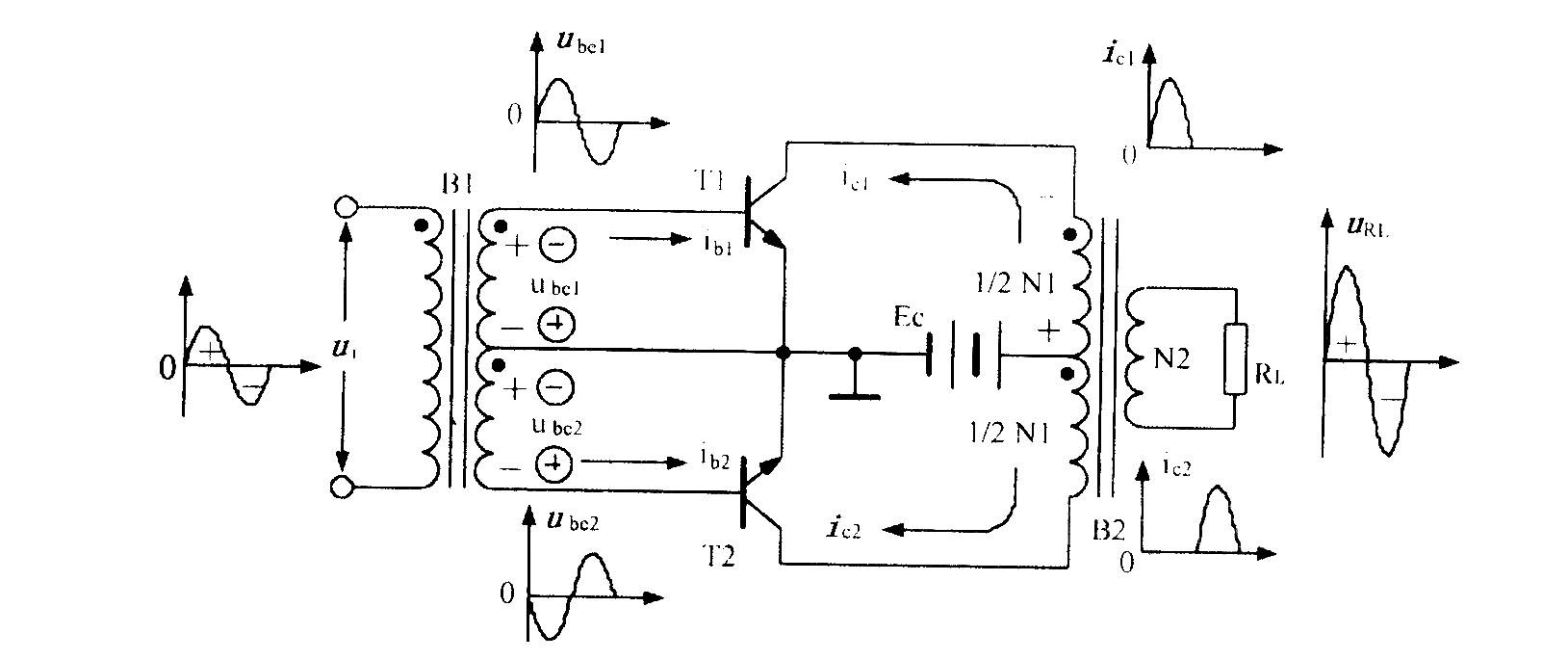 Push-pull power amplifier circuit diagram
