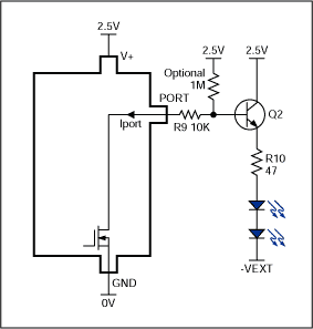Figure 6. Driving LEDs with higher current or from a negative voltage.