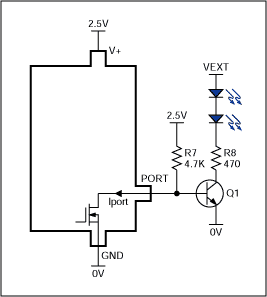 Figure 5. Driving LEDs with higher current or from a higher positive voltage.
