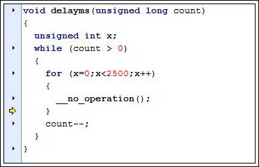 Figure 6. In the delayms () function, the code stops running