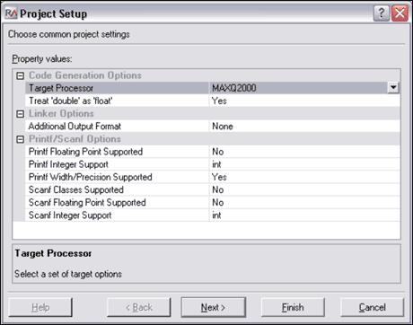 Figure 5. New project settings dialog window