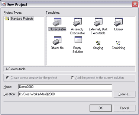 Figure 4. New project options dialog window