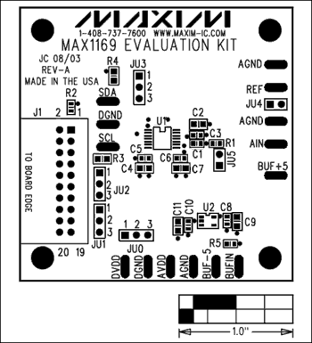 Figure 2. MAX1169 EV kit component layout