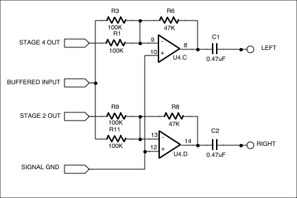 Figure 8. The final output stage consists of a mixer which combines the outputs from the various stages to provide the familiar