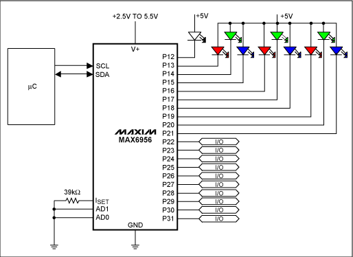 Figure 1. MAX6956 application circuit