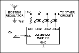 Figure 4. The MAX1916 is available in a SOT23 package and provides 0.3% current matching.