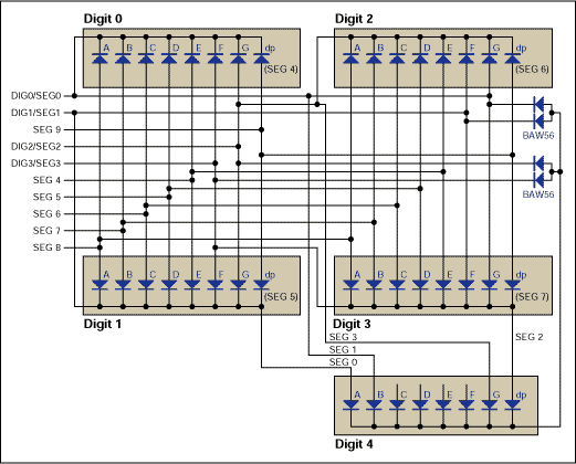 Figure 2. The MAX6958 / 59 connection to a 4-1 / 2 digit display.