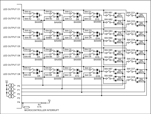 Figure 2. Extended 48-key connection of MAX6954 / MAX6955