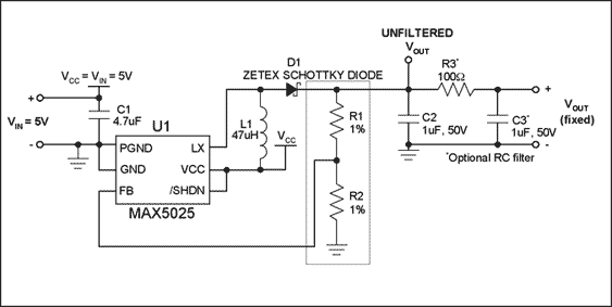 Figure 1. Fixed output, step-up DC-DC converter