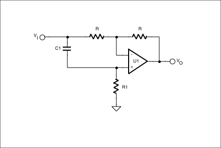 Figure 2. This allpass filter circuit swaps the location of R1 and C1.