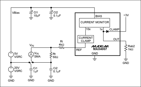 Figure 2. This circuit tests the operating speed of the MAX4007