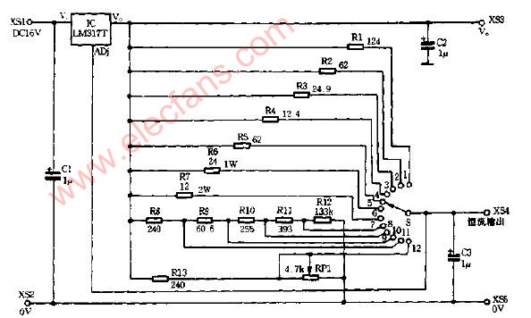 LM317T composed of constant current source and constant voltage source circuit diagram