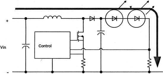 Boost-type switching current-stabilizing circuit