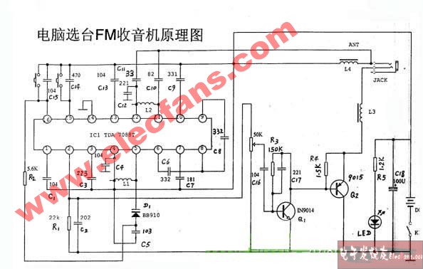 FM radio circuit diagram, schematic diagram of computer selection