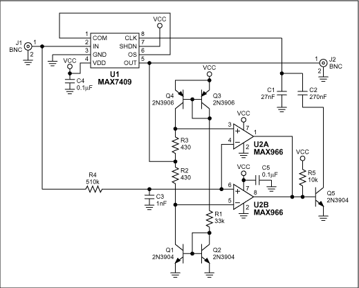 Figure 1. This lowpass filter maintains a fast step response by dynamically adjusting its cutoff frequency.