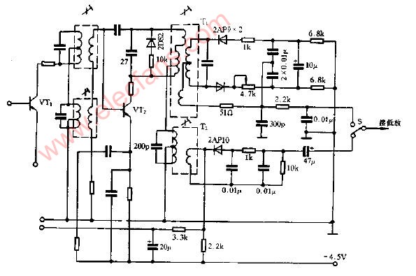 Circuit diagram of FM and AM radio detection and frequency discrimination