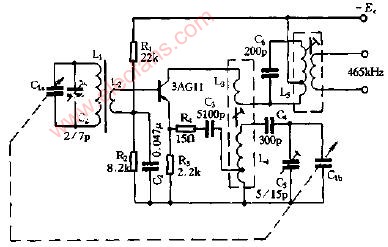Radio single-tube frequency conversion circuit diagram