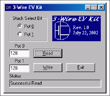 Figure 1. Maxim 3-wire evaluation software (DS3wire.exe).