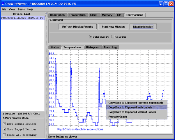 Figure 3. Once you have the data chart, simply click the right mouse button to copy the data to the clipboard.