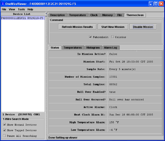 Figure 1. Screenshot of Thermochron browser