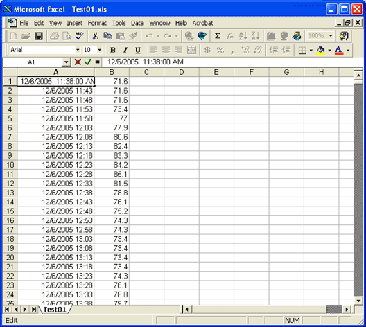 Figure 9. After selecting the cell, you must insert a space before the data and time.