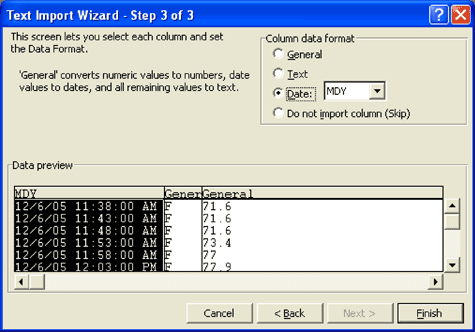 Figure 6. It is important to choose the correct data format, otherwise the data will not be imported correctly.