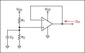 Figure 9. Operational amplifier buffer bias voltage divider
