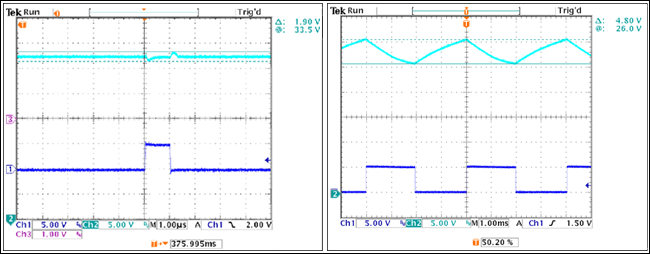 Figure 4. VLED with 1Âµs pulse and with a 2ms pulse. VLED alternates between resting mode and adaptive mode.