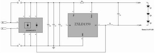 System wiring diagram for ZXLD1350 MR16 lamp solution