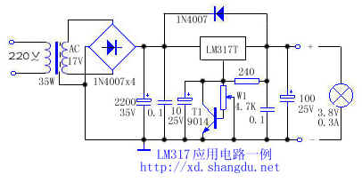 LM317T application circuit example circuit diagram