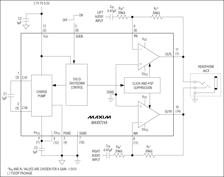 Stereo headphone amplifier circuit