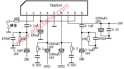 TDA2616 power amplifier circuit diagram