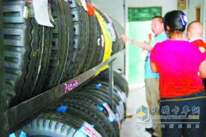 The shop is full of used tires