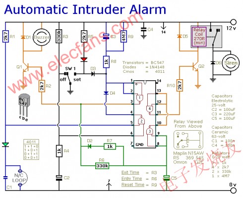 Single-zone anti-theft alarm circuit