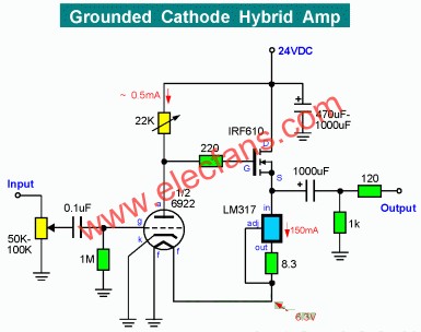 Circuit diagram of gallstone hybrid headphone amplifier